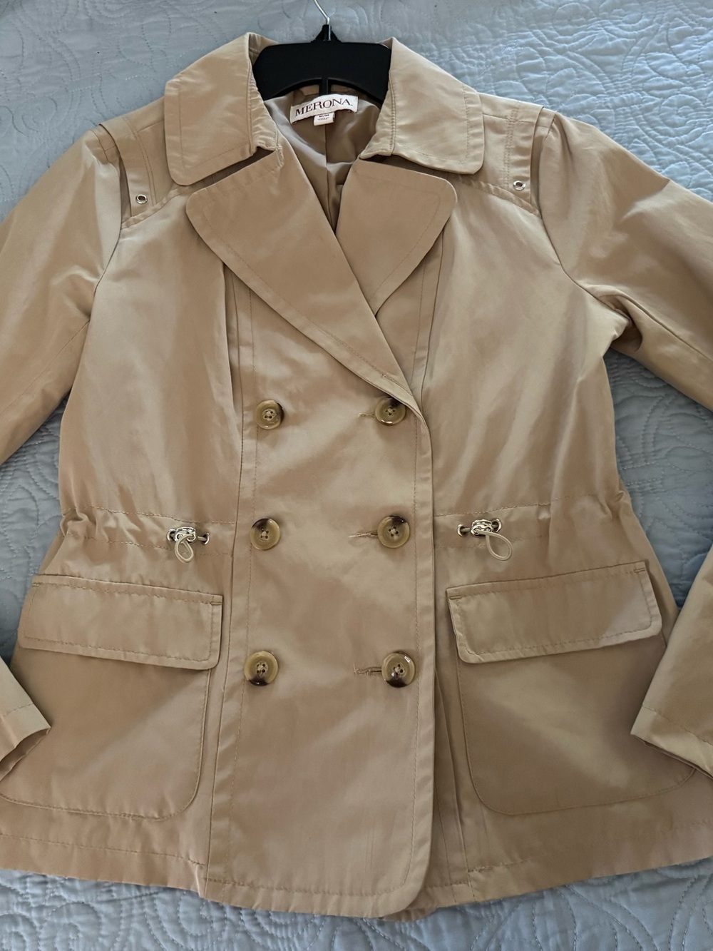 Merona Beige Double-Breasted Trench Jacket Size M